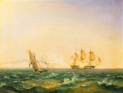 Friedrich Thøming - En dansk korvet afgiver salutskud i Sundet