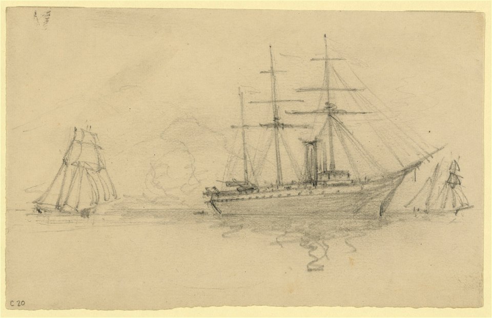 Three ships at sea LCCN2004660589