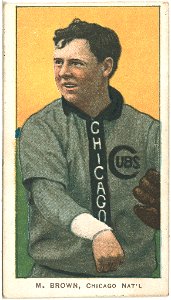 Three Finger Brown, Chicago Cubs, baseball card portrait LCCN2008675166