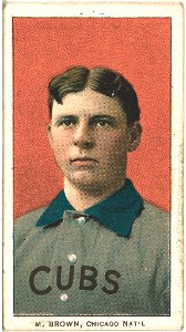 Three Finger Brown, Chicago Cubs, baseball card portrait LCCN2008675167