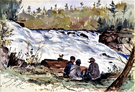 Three Men and a Dog at Shawinigan Falls