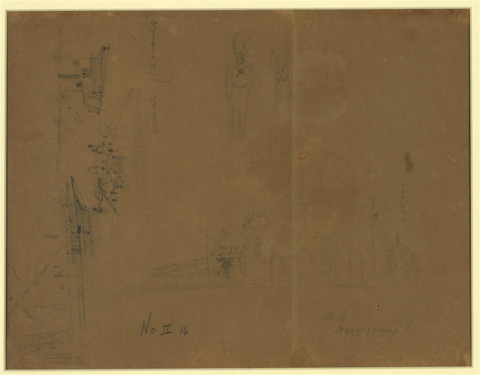 Three sketches including Arrival of Zouaves, city or town street, and a soldier LCCN2004660080