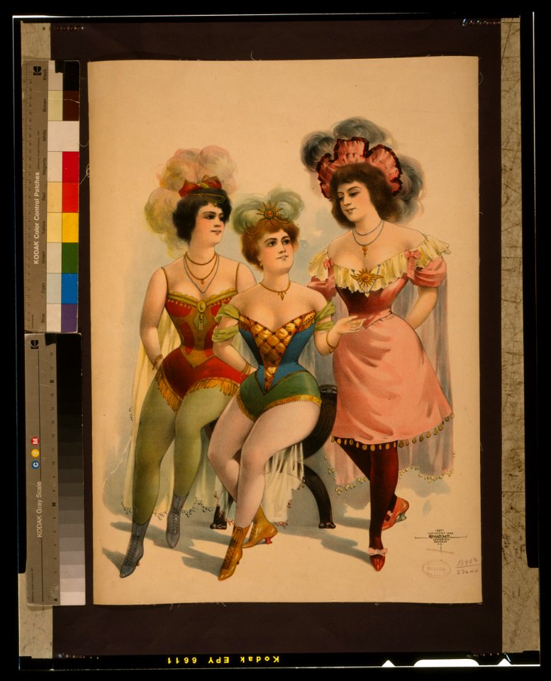 Three women in tights and feathers LCCN2014635678