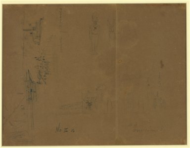 Three sketches including Arrival of Zouaves, city or town street, and a soldier LCCN2004660080