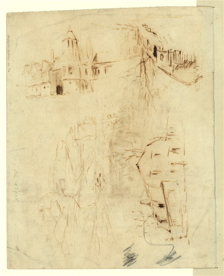 Three study sketches of houses LCCN2004661707