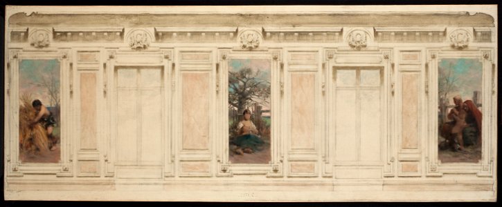 Théobald Chartran - Esquisse pour la salle des mariages de la mairie de Courbevoie , botteleur, maternité, éducation - PPP4327 - Musée des Beaux-Arts de la ville de Paris