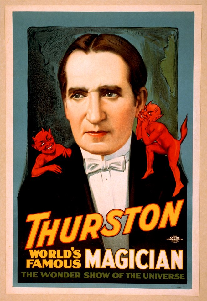 Thurston, world's famous magician the wonder show of the universe. LCCN2014636954. Free illustration for personal and commercial use.