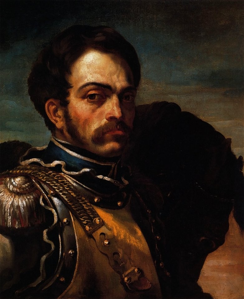 Théodore Géricault - A Carabinier with his Horse - WGA08623