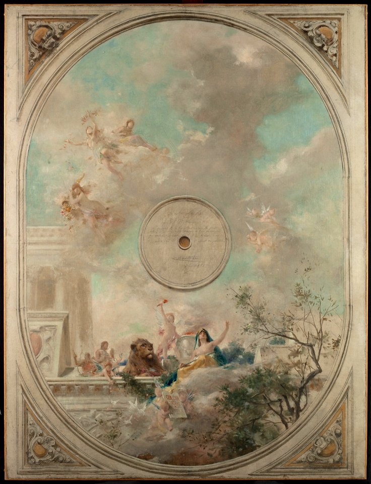 Théobald Chartran - Esquisse pour la salle des mariages de la mairie de Montrouge , La Loi et le Mariage (Plafond) - PPP3920 - Musée des Beaux-Arts de la ville de Paris