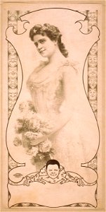 Three-quarters view of woman holding flowers LCCN2014636862