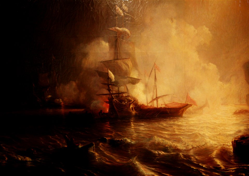 Théodore Gudin-Combat d'un vaisseau français et de deux galères barbaresques mg 5063