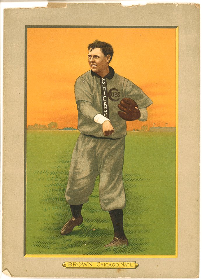 Three Finger Brown, Chicago Cubs, baseball card portrait LCCN2007685608