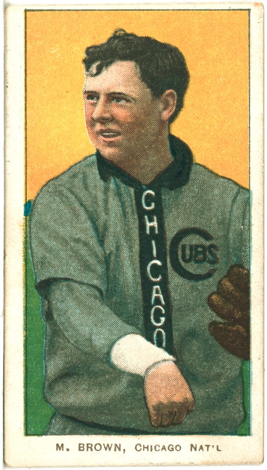 Three Finger Brown, Chicago Cubs, baseball card portrait LCCN2008675166