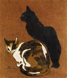 Théophile-Alexandre Steinlen Zwei Katzen. Free illustration for personal and commercial use.