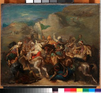 Théodore Chassériau - Battle of Arab Horsemen Around a Standard - 2003.40.FA - Dallas Museum of Art. Free illustration for personal and commercial use.