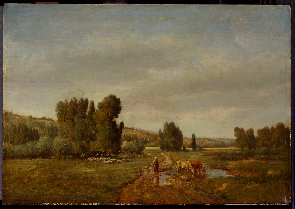 Théodore Rousseau - Landscape with a Peasant Watering her Cows - 84.277 - Museum of Fine Arts