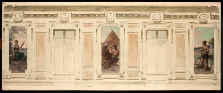 Théobald Chartran - Esquisse pour la salle des mariages de la mairie de Courbevoie , Fileuse. Le mariage. Berger - PPP4326 - Musée des Beaux-Arts de la ville de Paris