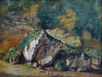 Théodore Rousseau-Etude de rochers et d'arbres