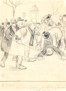 Théophile Alexandre Steinlen Dans la rue. Free illustration for personal and commercial use.