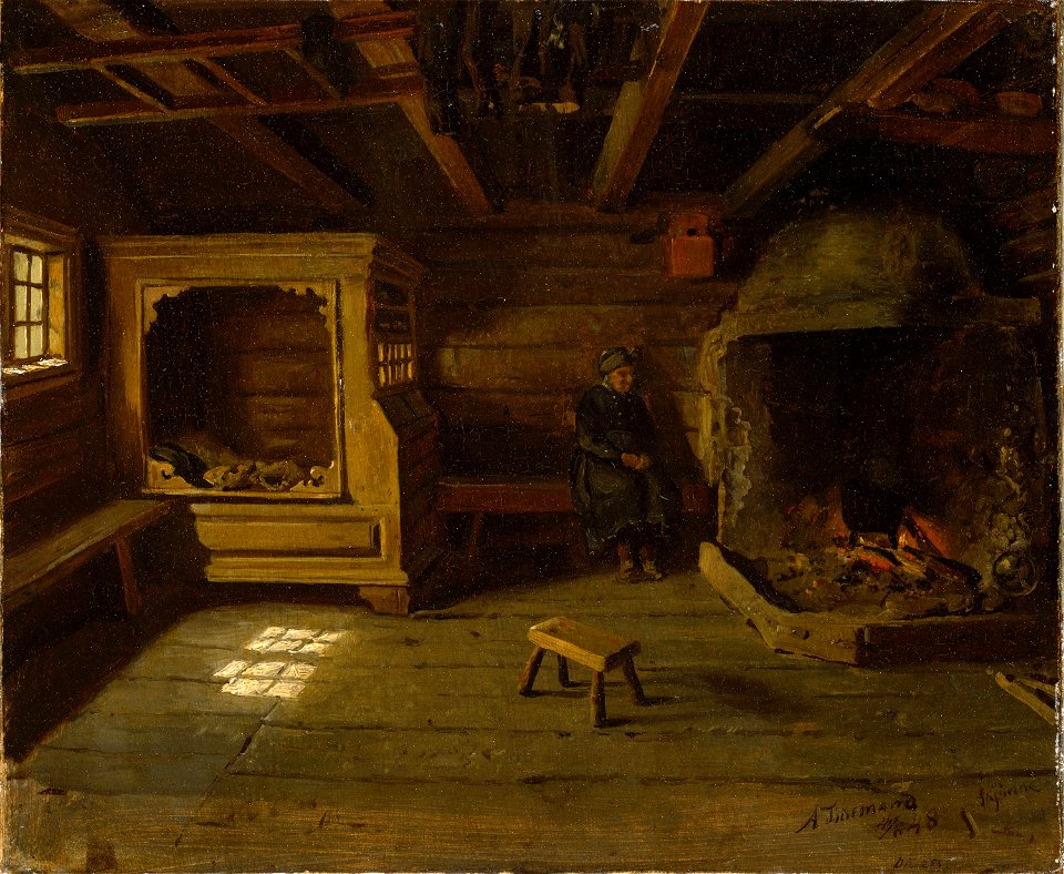 Adolph Tidemand - Farm Interior from Skjønne in Numedal - NG.M.00302-065 - National Museum of Art, Architecture and Design