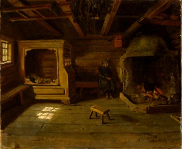 Adolph Tidemand - Farm Interior from Skjønne in Numedal - NG.M.00302-065 - National Museum of Art, Architecture and Design