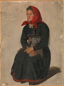 Adolph Tidemand - Peasant Woman from Telemark - NG.M.00982 - National Museum of Art, Architecture and Design. Free illustration for personal and commercial use.
