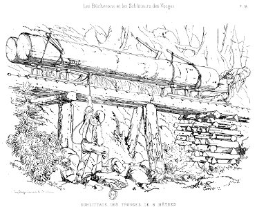 Théophile Schuler - Les bûcherons et les schlitteurs des Vosges - 1878 - schlittage des tronc de 6 mètres