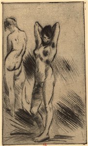Théophile Alexandre Steinlen - Deux femmes nues (cropped). Free illustration for personal and commercial use.