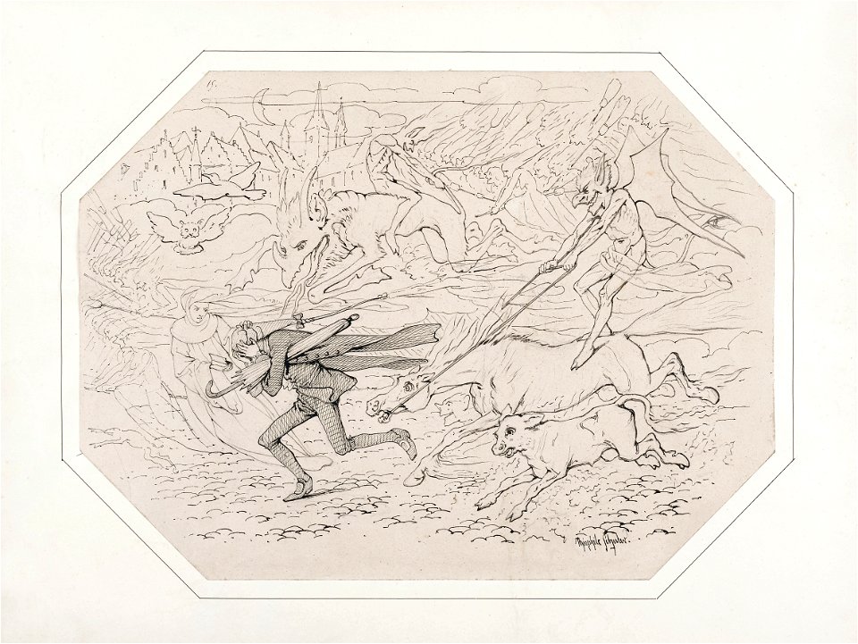 Théophile Schuler, dessin préparatoire pour le Pfingstmondaa de Jean-Georges Daniel Arnold, Ce 2736