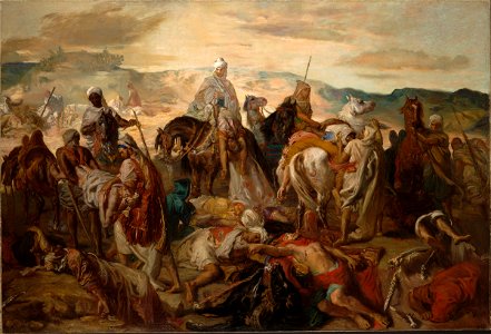 Théodore Chassériau - Arab Horsemen Carrying Away Their Dead - 1943.219 - Fogg Museum. Free illustration for personal and commercial use.