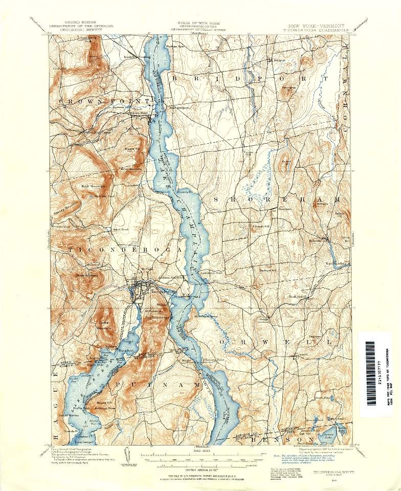 Ticonderoga New York USGS topo map 1894