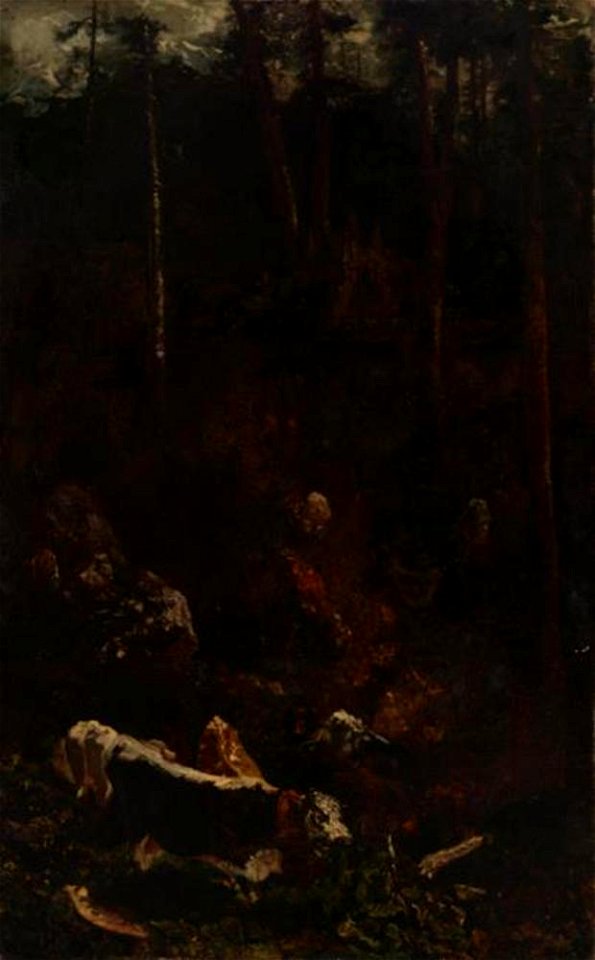 Théodore Rousseau (1812-1867) - De afdaling van het rundvee in het Hoog Jura gebergte - hwm0286 - Museum Mesdag