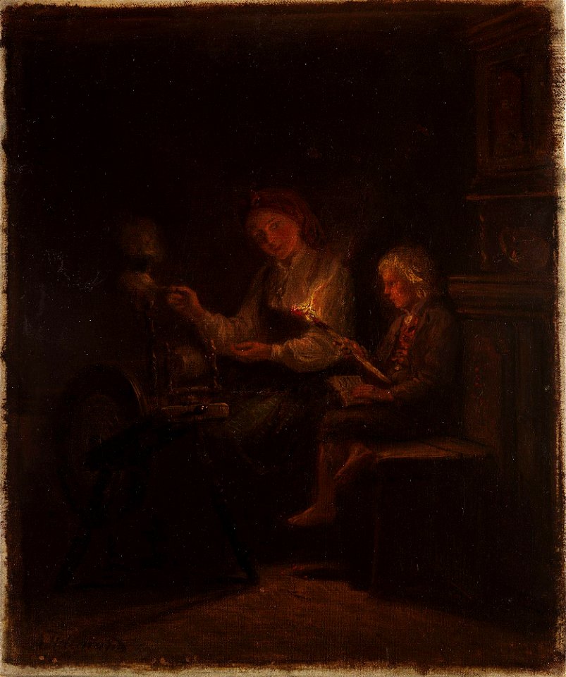 Adolph Tidemand - By the Spinning Wheel - NG.M.00575 - National Museum of Art, Architecture and Design