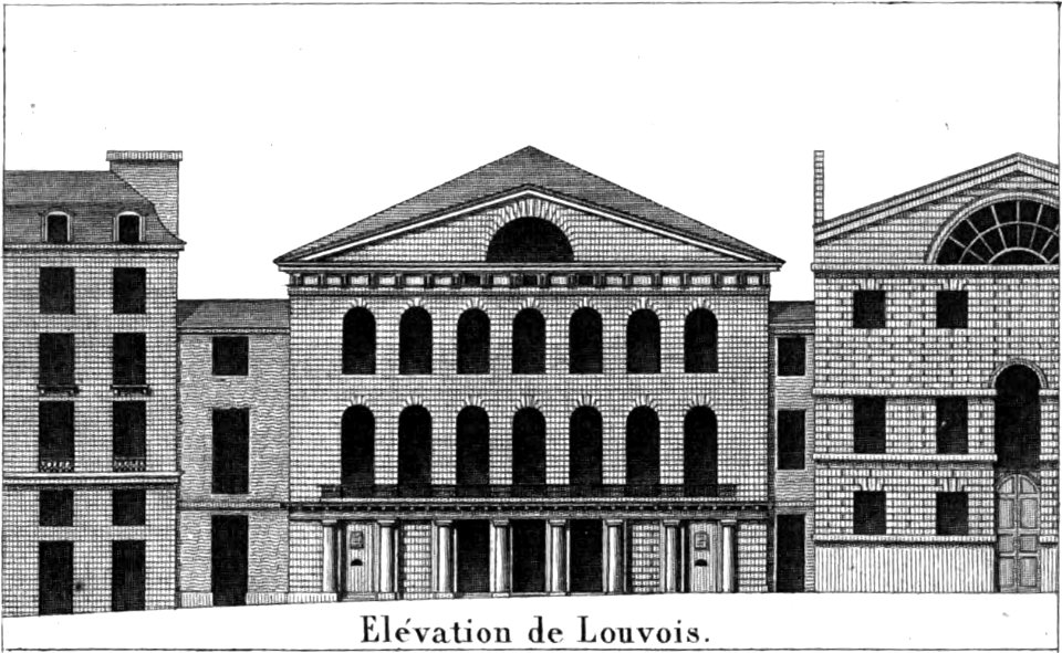 Théâtre Louvois facade elevation - Donnet 1821 plate12 - GB Princeton