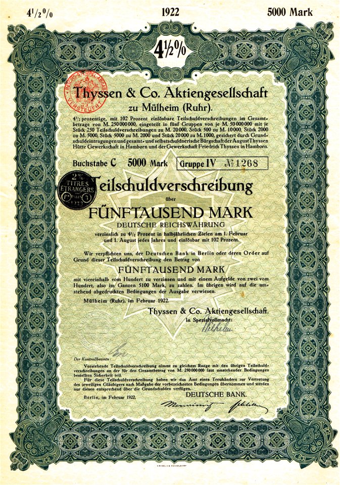Thyssen & Co AG 1922