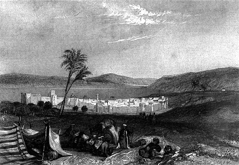 Tiberias, Sea of Galilee, Illustration for La Terre-Sainte et les lieux illustrés par les apôtres, by Adrien Egron, 1837 (20)
