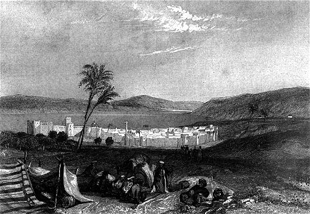 Tiberias, Sea of Galilee, Illustration for La Terre-Sainte et les lieux illustrés par les apôtres, by Adrien Egron, 1837 (20). Free illustration for personal and commercial use.