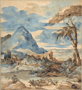 Théodore Géricault - Landscape with Fishermen. Free illustration for personal and commercial use.