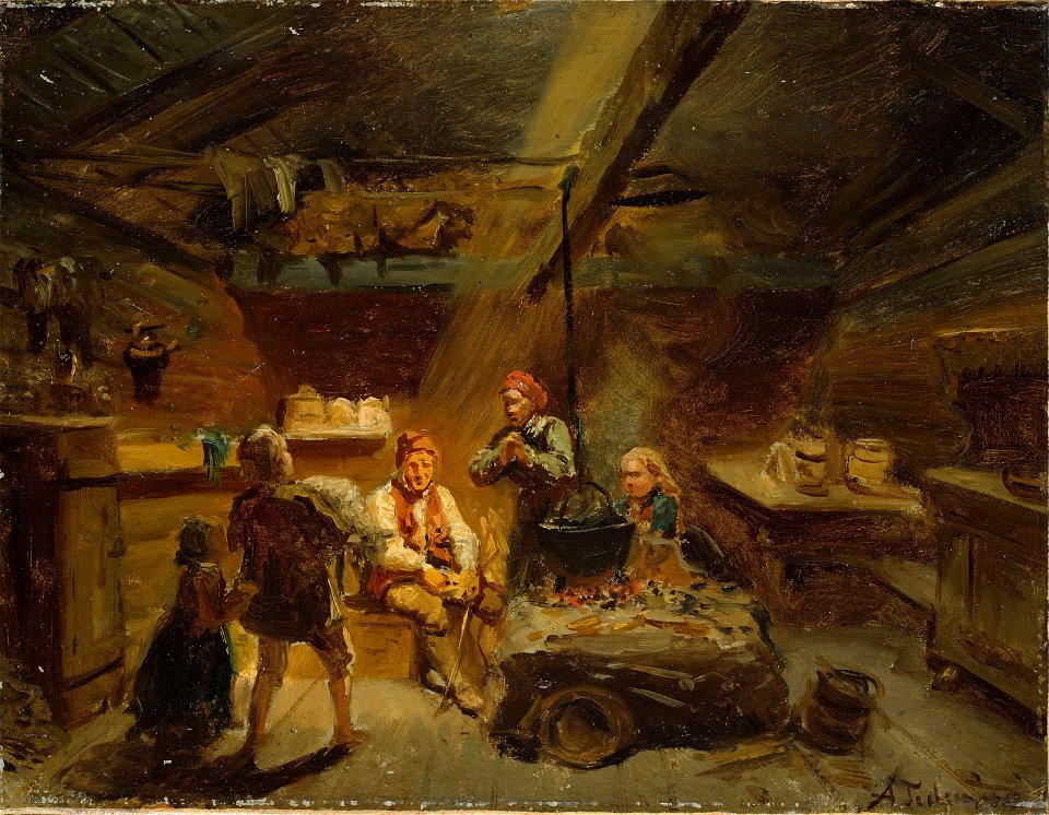 Adolph Tidemand - A Boy bringing Home a sick Lamb - NG.M.00302-083 - National Museum of Art, Architecture and Design