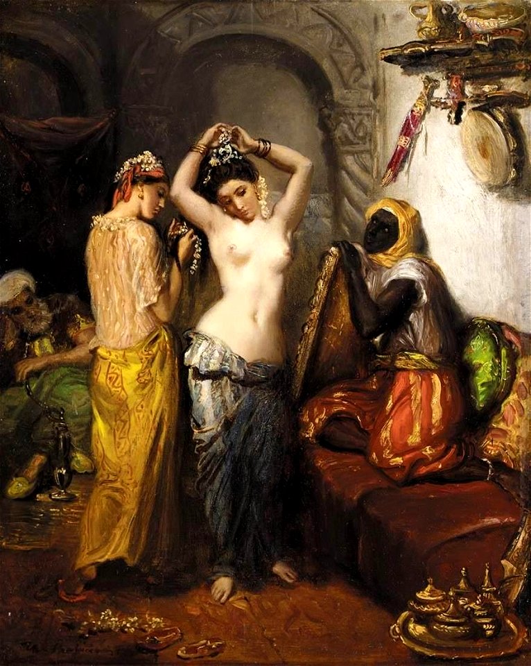 Théodore Chassériau - Orientalist Interior - Nude in a Harem - WGA04803