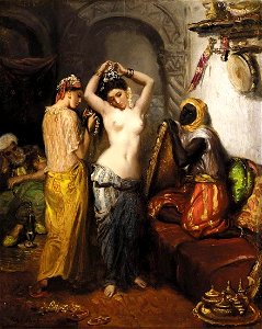 Théodore Chassériau - Orientalist Interior - Nude in a Harem - WGA04803