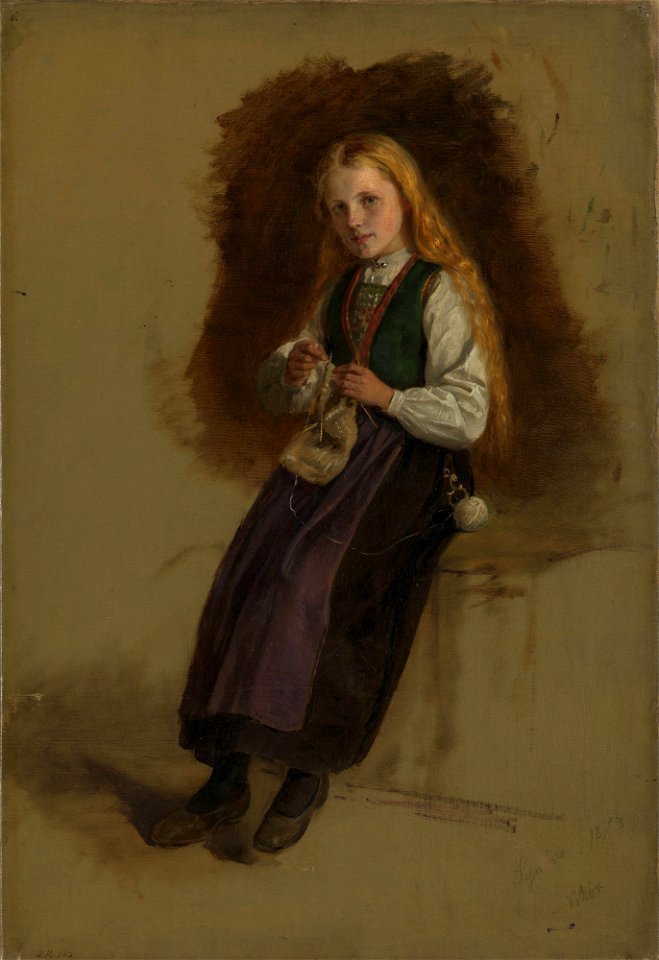 Adolph Tidemand - Portrait of Syneve Larsdatter from Vikør - NG.M.00302-071 - National Museum of Art, Architecture and Design