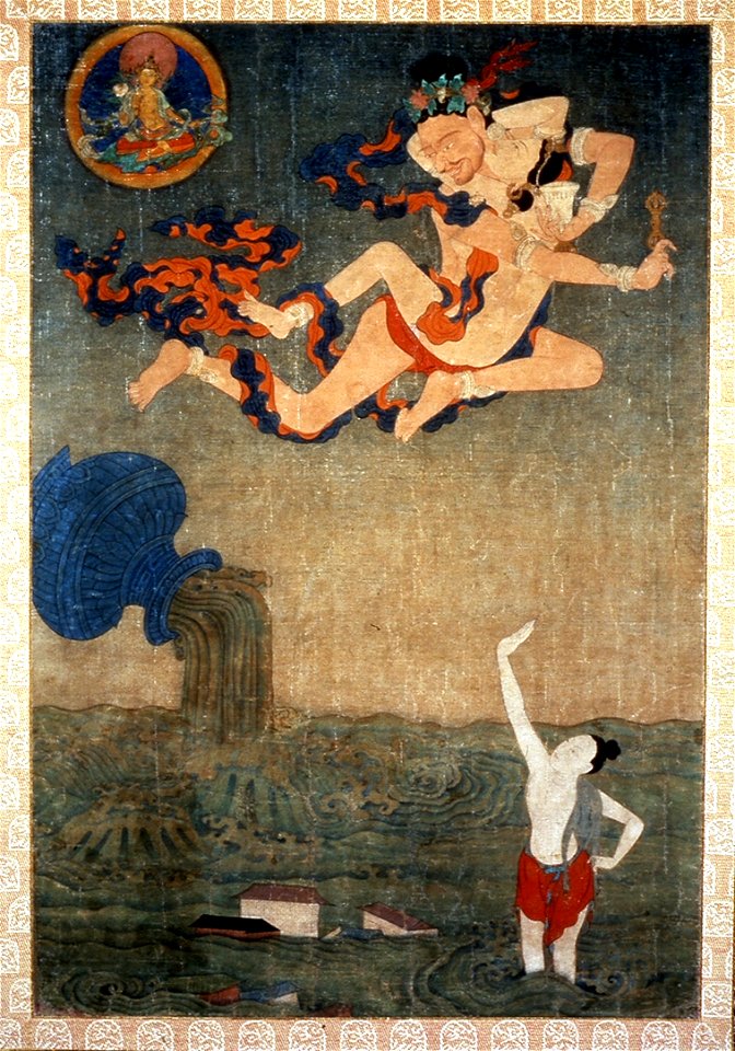 Tibetan - Mahasiddha Ghantapa and the Great Flood - Walters 35303