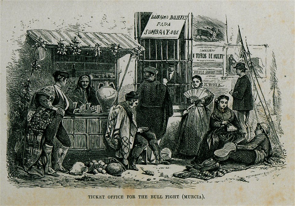 Ticket office for the bull fight (Murcia) - Bennet James Henry M - 1875