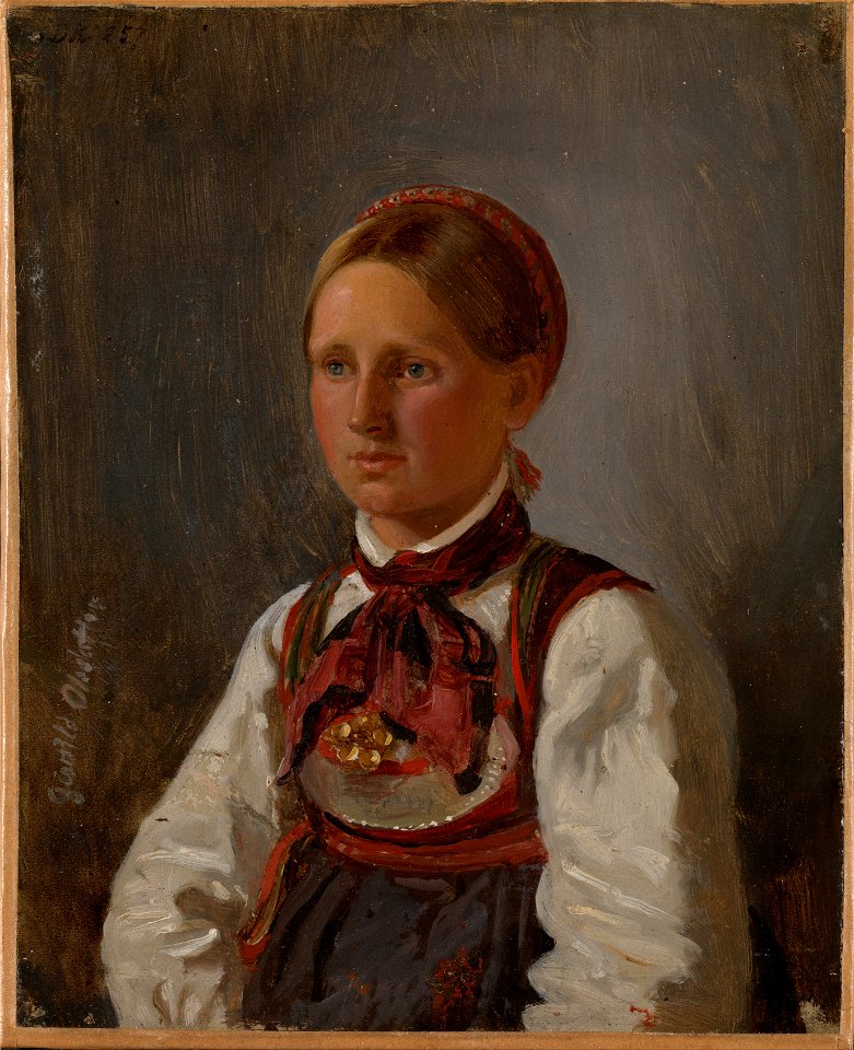 Adolph Tidemand - Portrait of Gunild Olsdatter from Tinn - Google Art Project