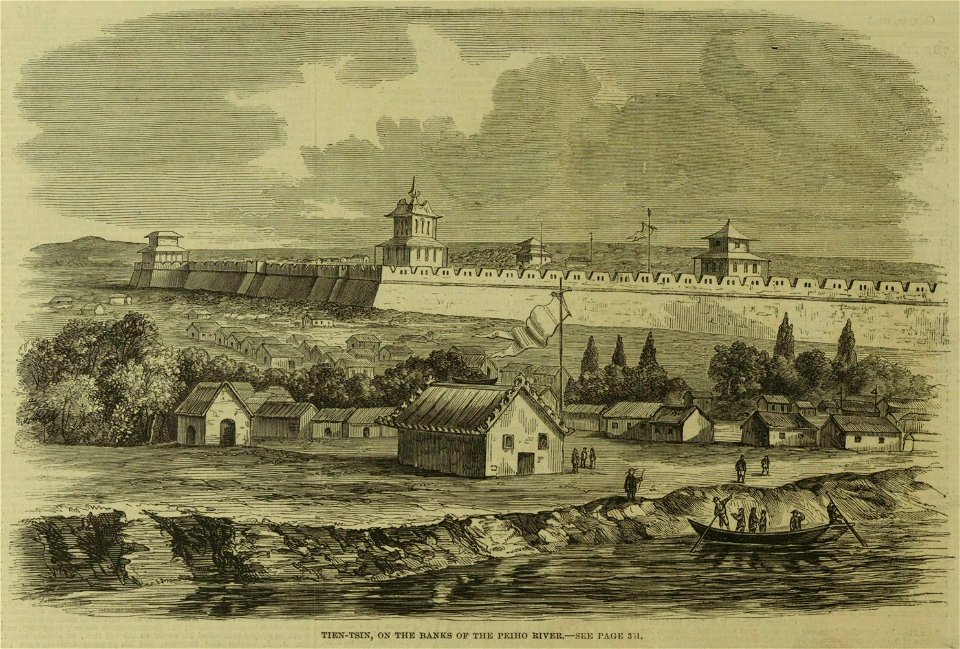 Tien-Tsin, on the Banks of the Peiho River - ILN 1860