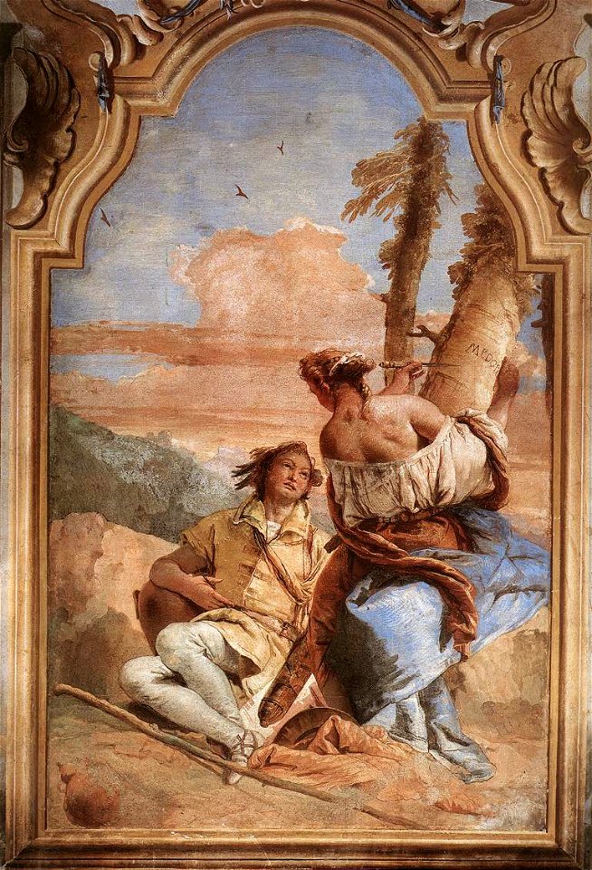 Giovanni Battista Tiepolo - Angelica Carving Medoro's Name on a Tree - WGA22341