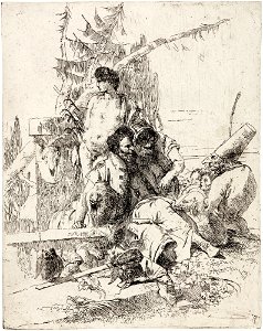Giambattista Tiepolo - Punchinello gives counsel - from the series 'Scherzi di Fantasia' - Google Art Project