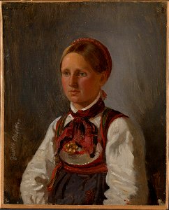 Adolph Tidemand - Portrait of Gunild Olsdatter from Tinn - NG.M.00302-009 - National Museum of Art, Architecture and Design. Free illustration for personal and commercial use.