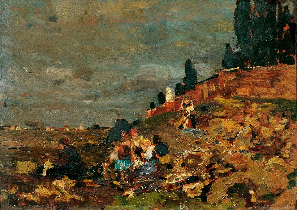 Tina Blau - Kinder an der Friedhofsmauer - 1899 - Österreichische Galerie Belvedere